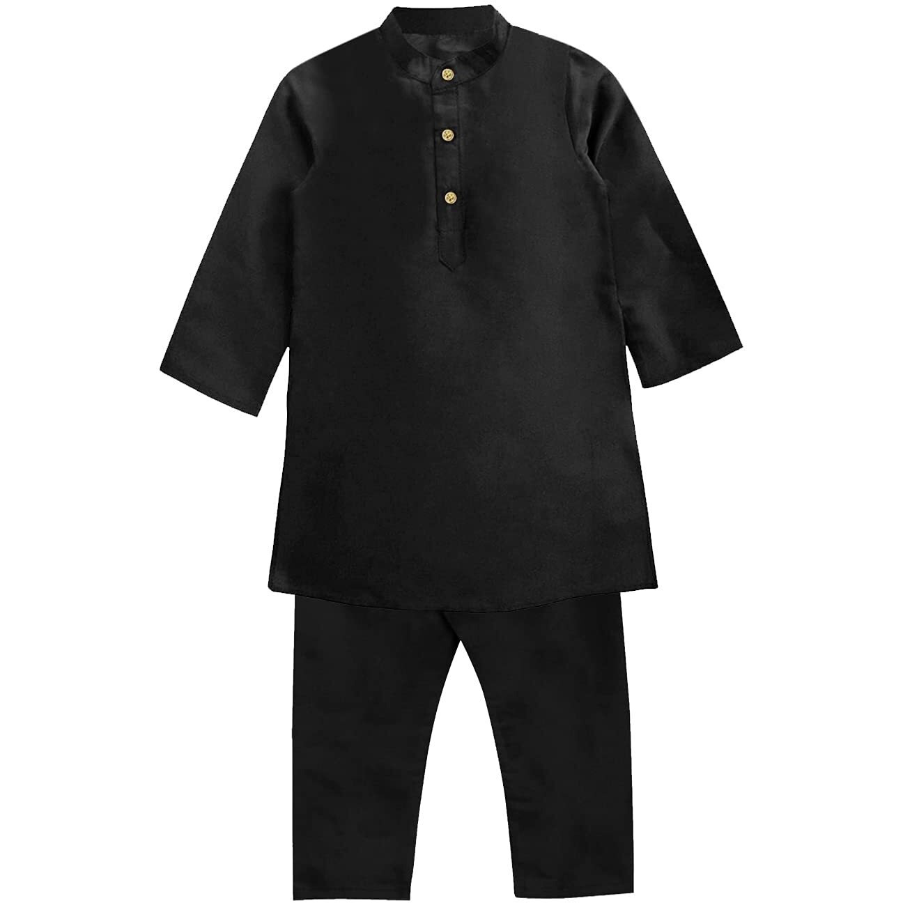 A.T.U.N. (All Things Uber Nice) Boy's Regular Kurta Pyjama Set (Bkls Kpp_Black 10-11 Years)