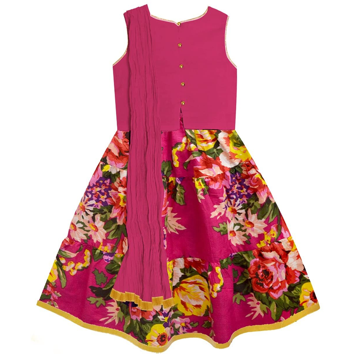 A.T.U.N. Girls Lehenga Set_Glhg Fla Mgt_6-7Y_Magenta-Multi
