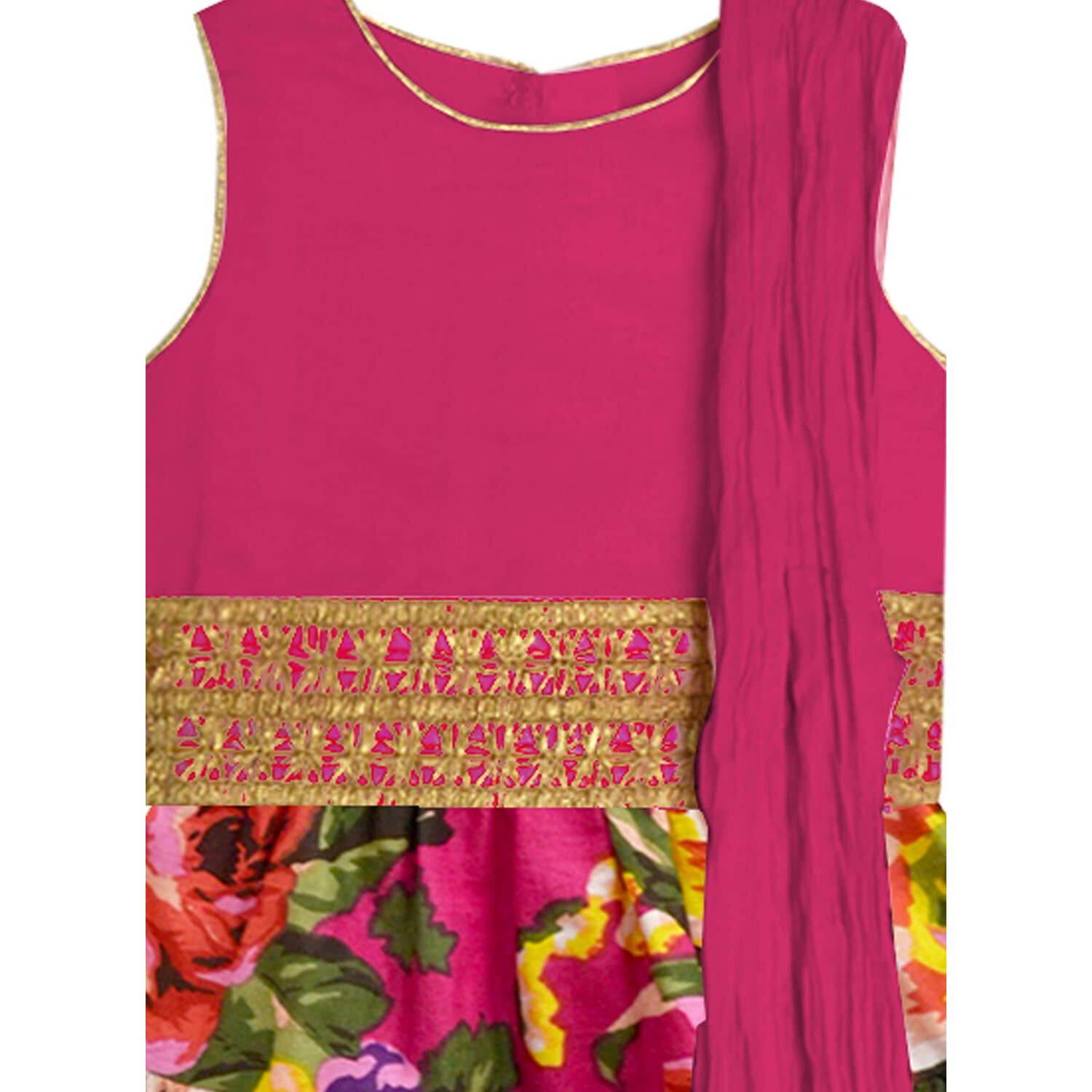 A.T.U.N. Girls Lehenga Set_Glhg Fla Mgt_6-7Y_Magenta-Multi