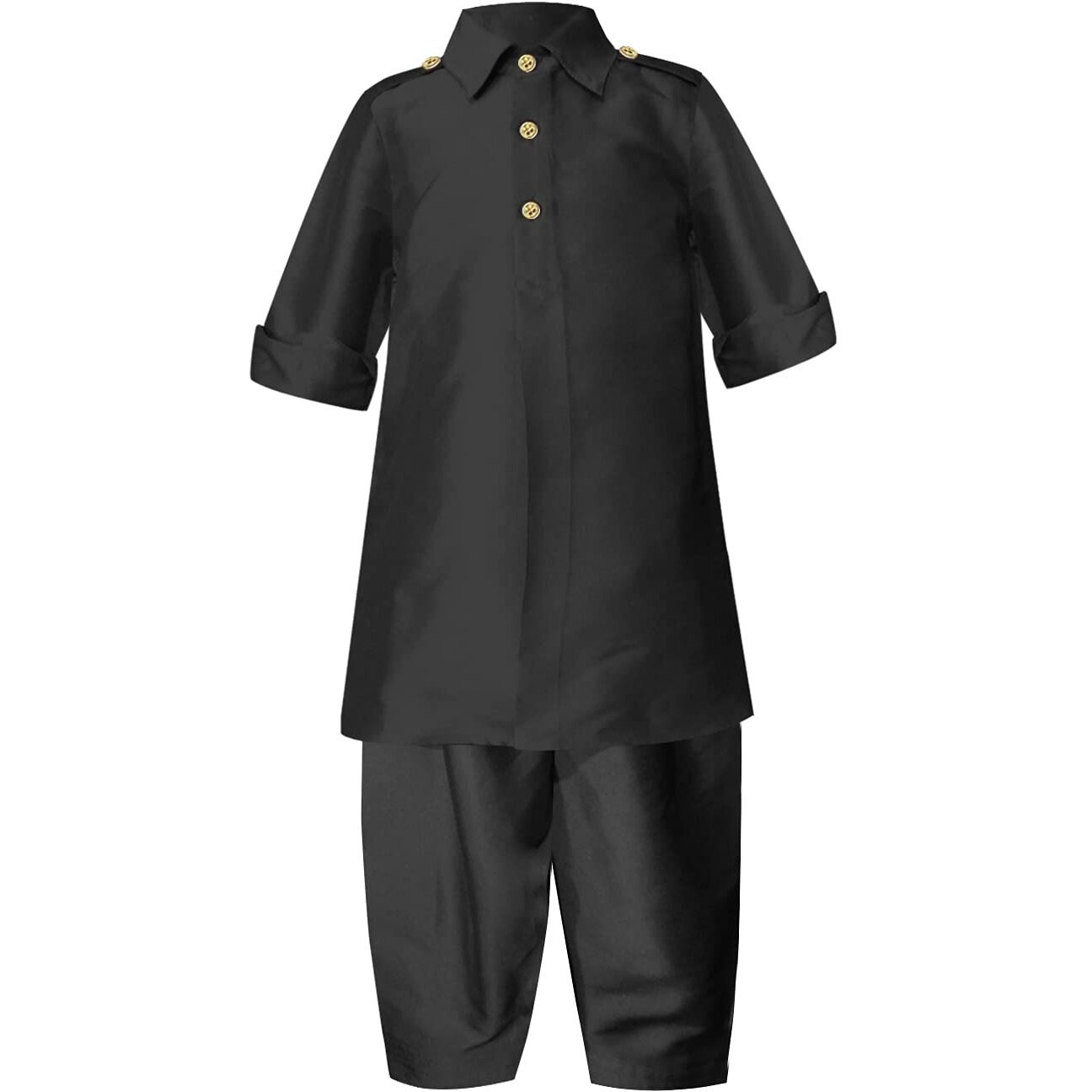 A.T.U.N. (All Things Uber Nice) Boy's Regular Pathani Suit (Bkls Pts_Black 2-3 Years)