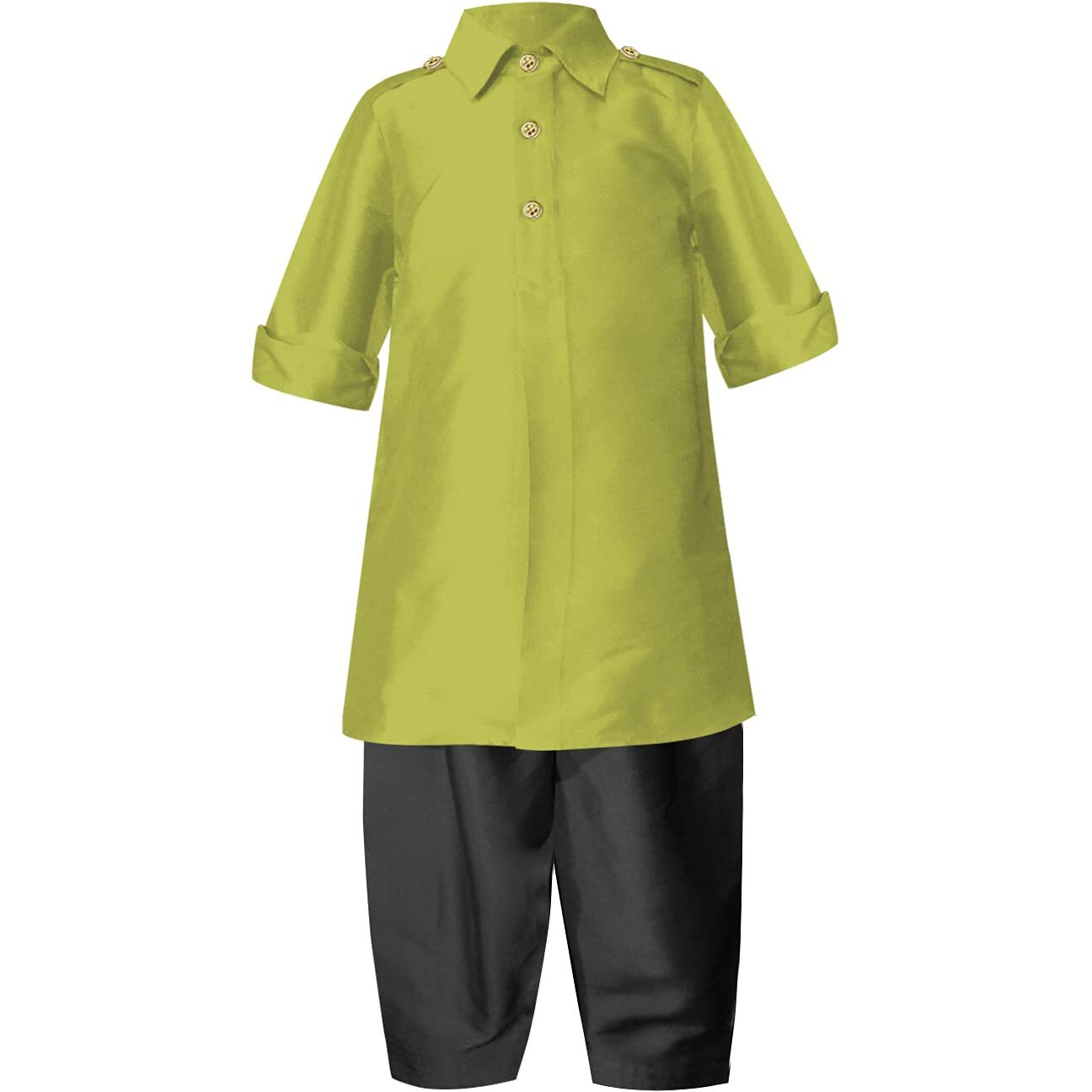 A.T.U.N Boy's Regular Pathani Suit (Bkls Pts_Green-Black 9-10 Years)