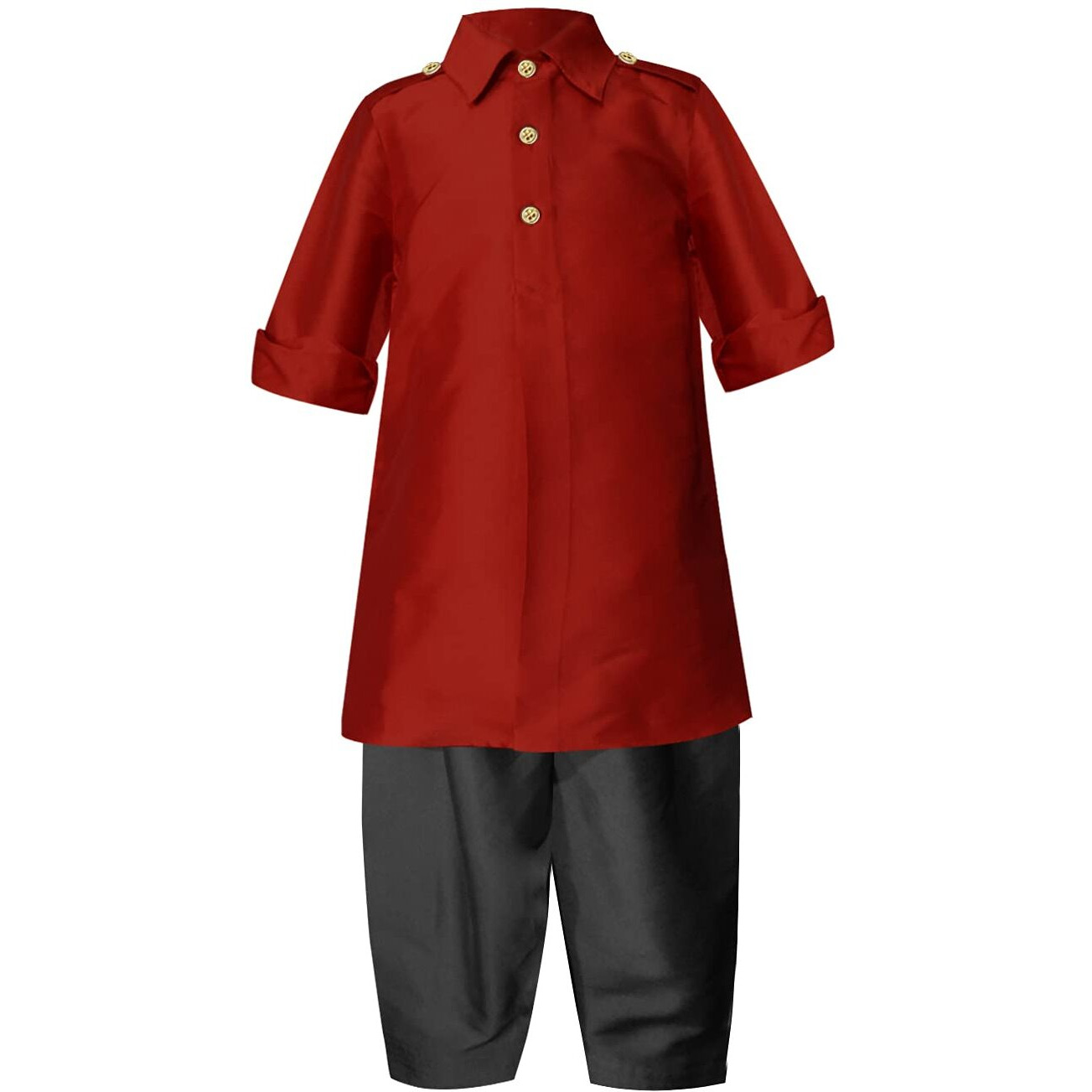 A.T.U.N. (All Things Uber Nice) Boy's Regular Pathani Suit (Bkls Pts_Maroon-Black 3-4 Years)