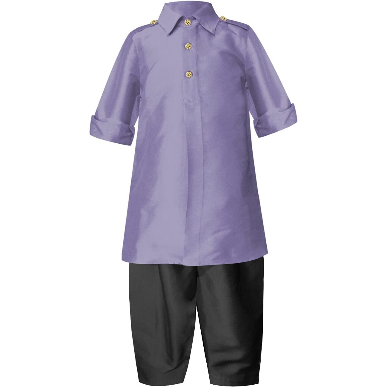 A.T.U.N. (All Things Uber Nice) Boy's Regular Pathani Suit (Bkls Pts_Lavender-Black 2-3 Years)