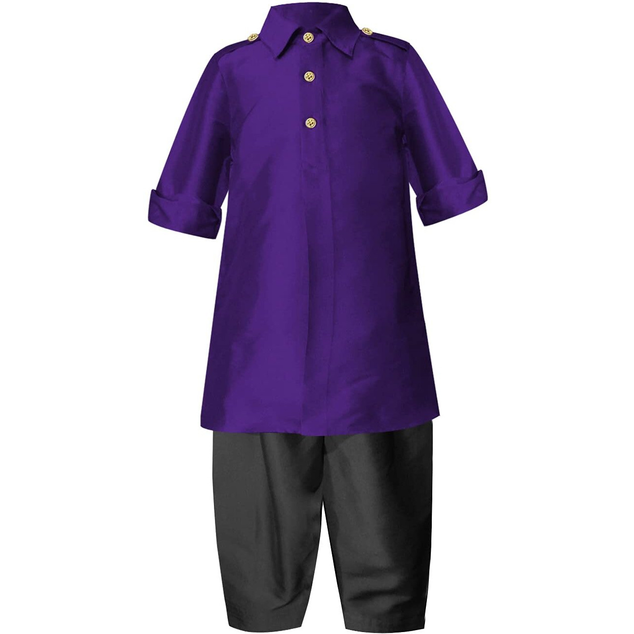 A.T.U.N Boy's Regular Pathani Suit (Bkls Pts_Purple-Black 8-9 Years)