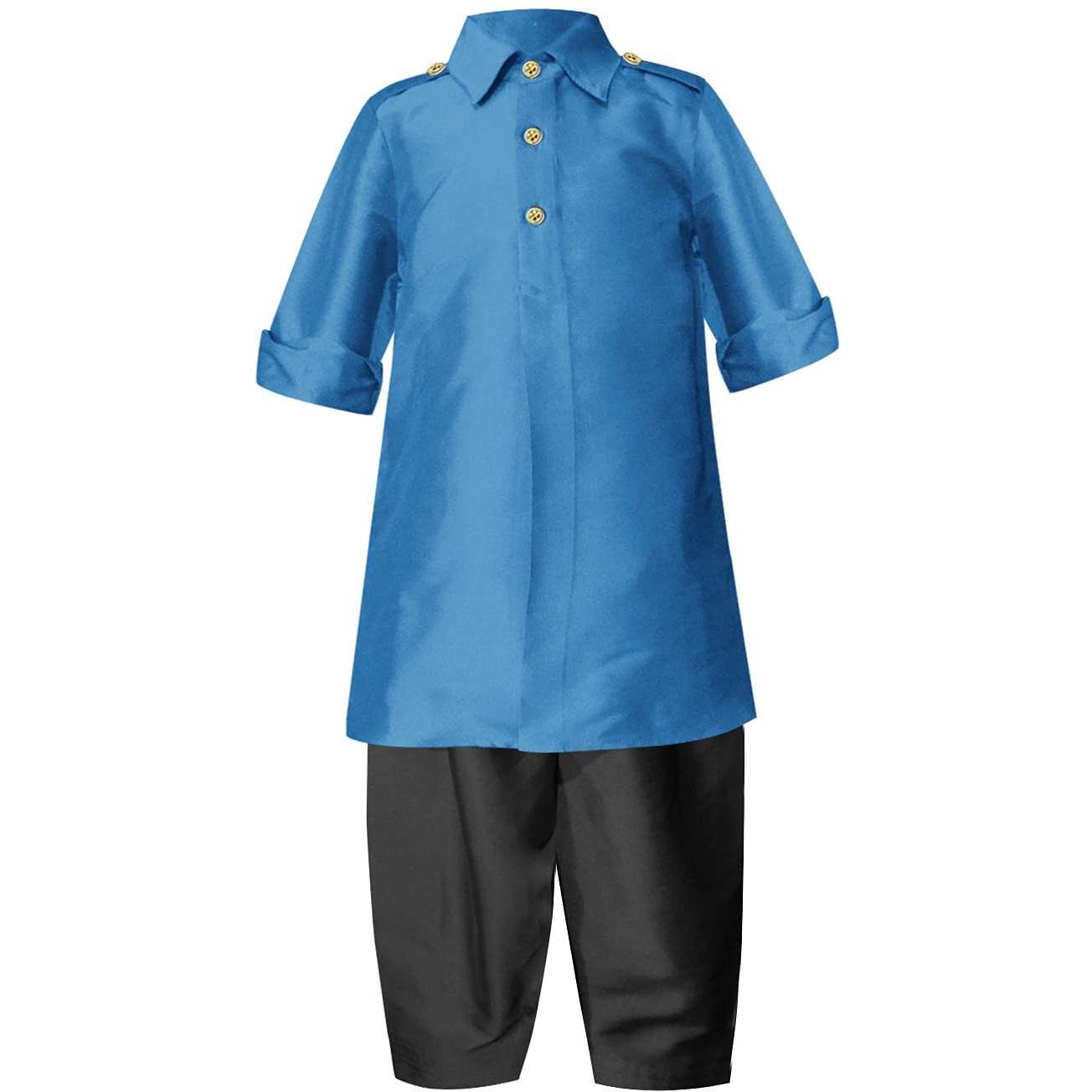 A.T.U.N. (All Things Uber Nice) Boy's Regular Pathani Suit (Bkls Pts_Turquoise-Black 2-3 Years)