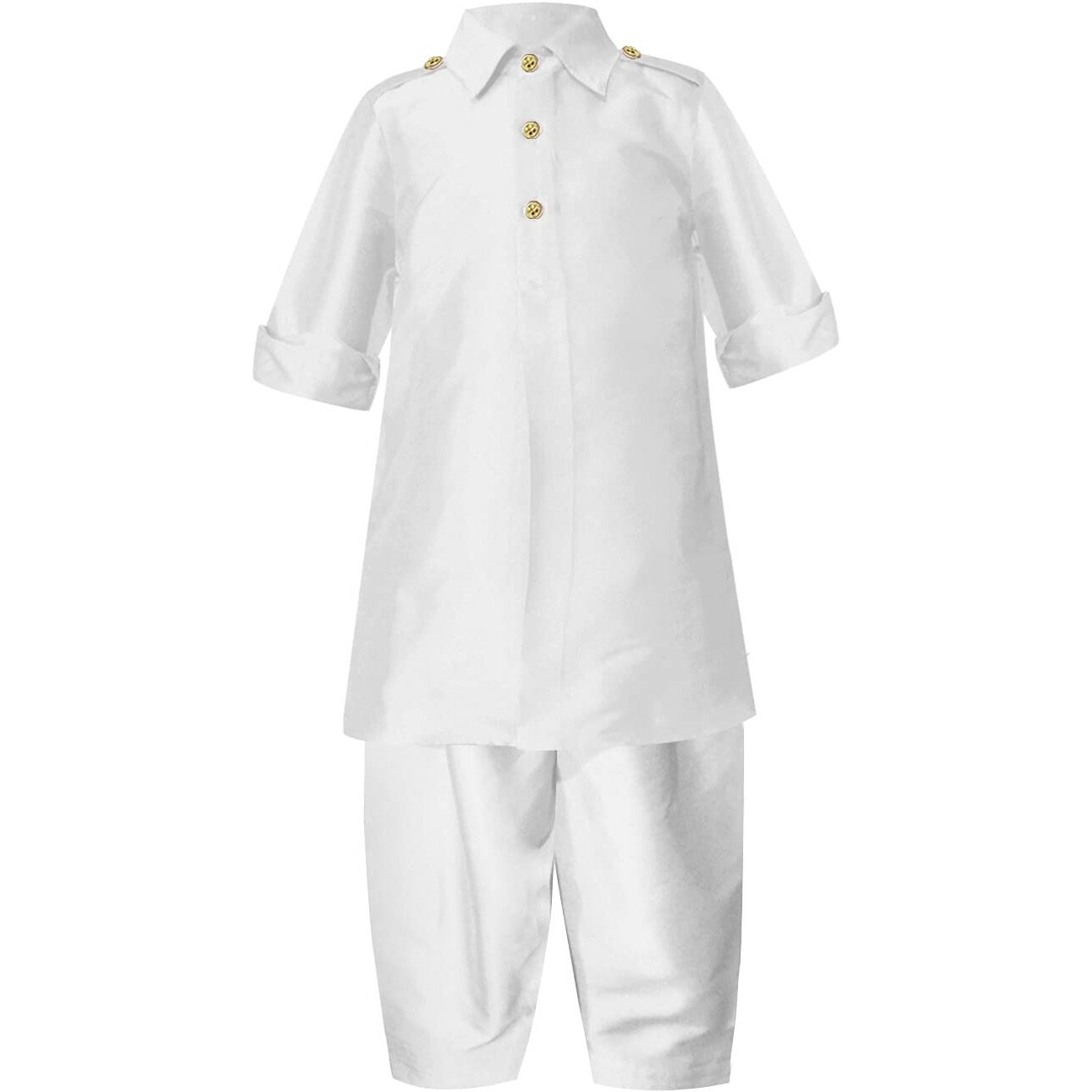A.T.U.N. (All Things Uber Nice) Boy's Regular Pathani Suit (Bkls Pts_White 6-7 Years)