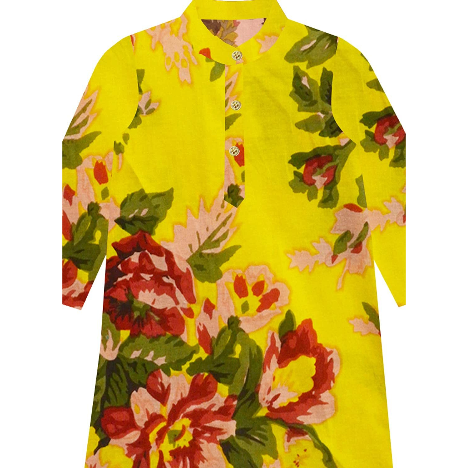 A.T.U.N. (All Things Uber Nice) Boy's Regular Kurta Pyjama Set (Bkls Flw_Yellow-Multi-White 5-6 Years)