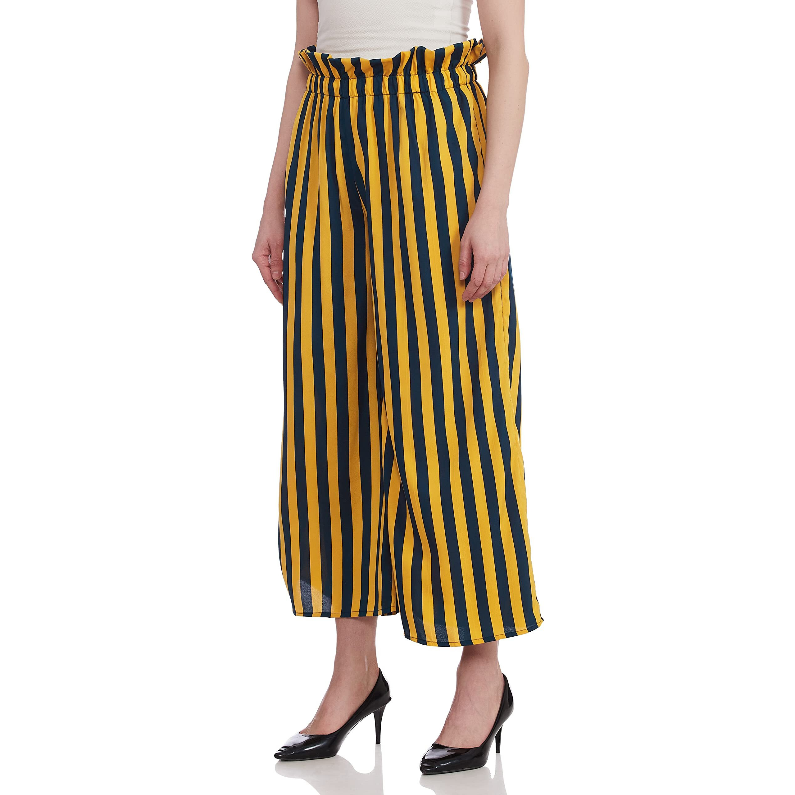 A.T.U.N. (All Things Uber Nice) Women's Regular Palazzo (Wplz Ply_Mustard-Navy_Xs)