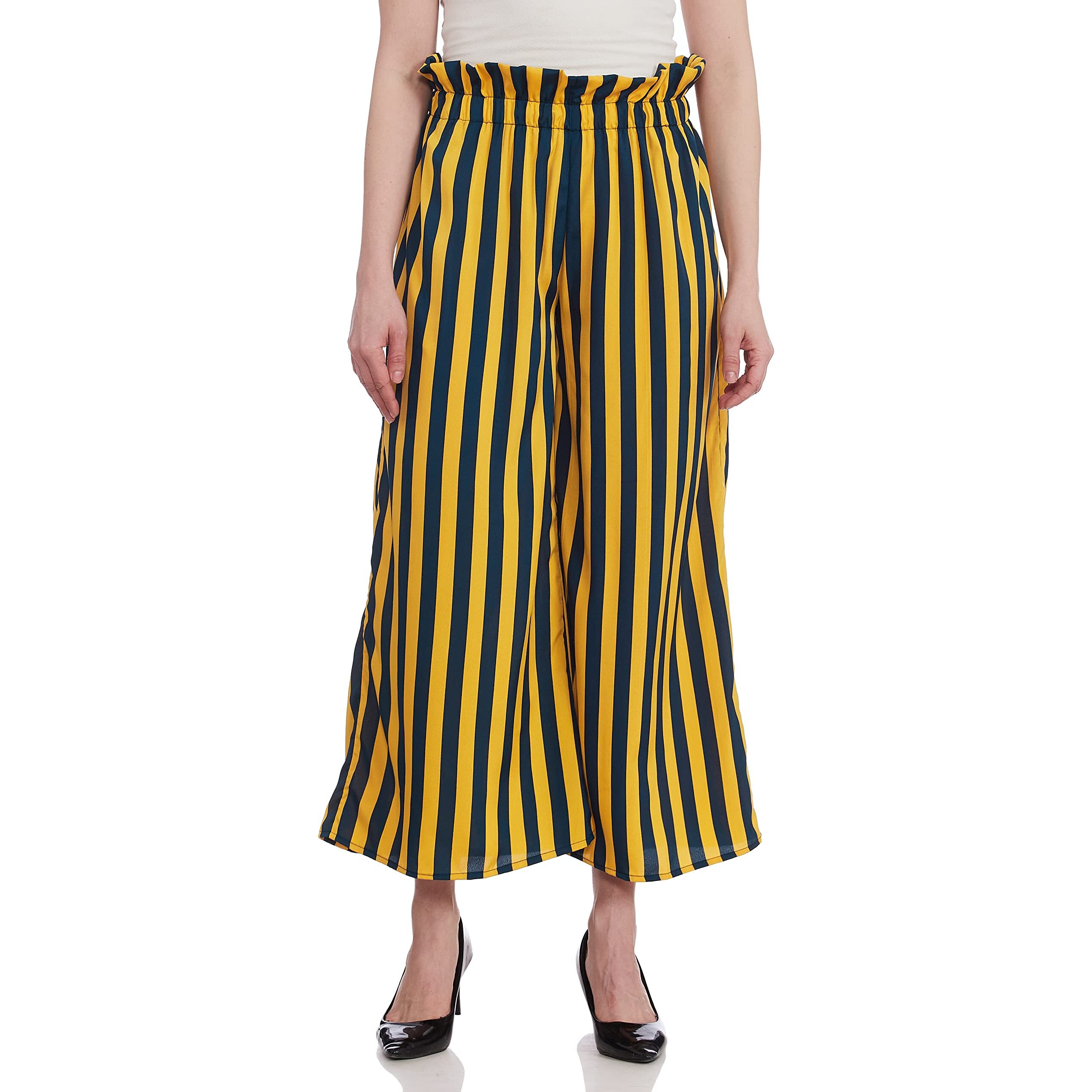 A.T.U.N. (All Things Uber Nice) Women's Regular Palazzo (Wplz Ply_Mustard-Navy_Xl)