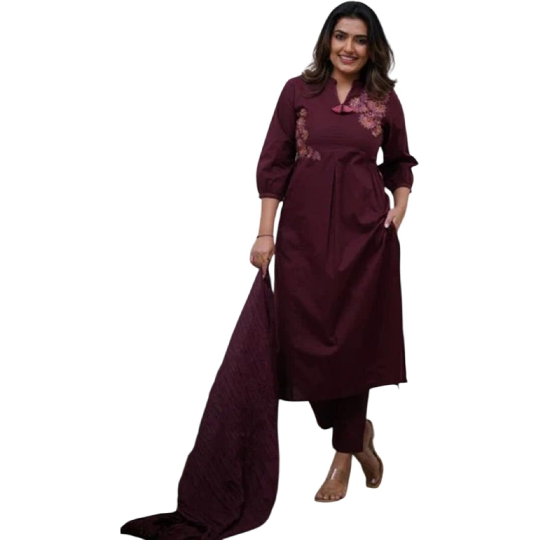Fabnex Kurta Set For Women | Women Kurti Pant Set (K-146-Maroon-S)