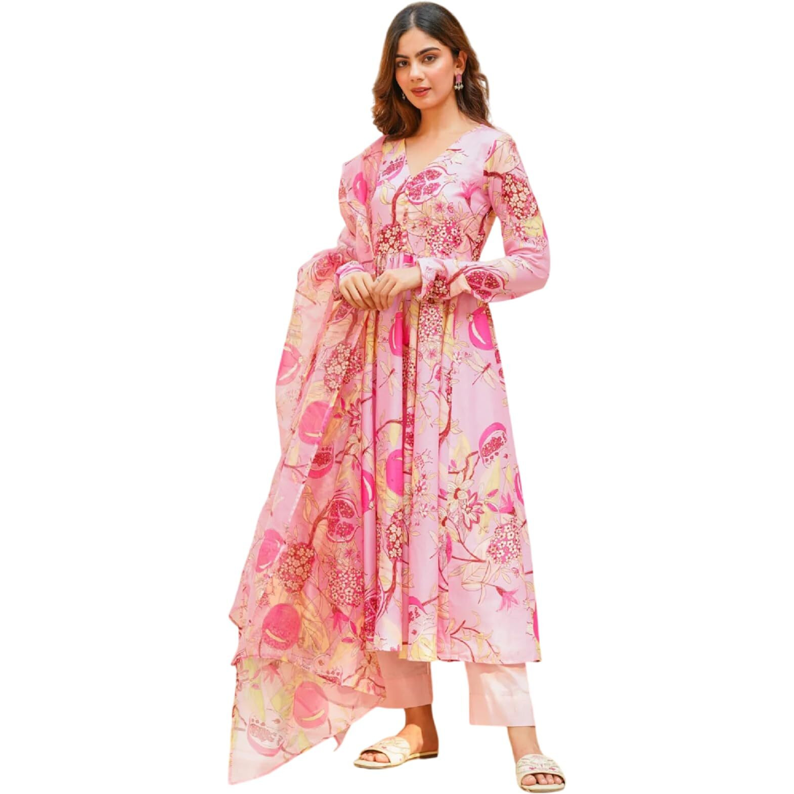 Fabnex Kurta Set For Women | Women Kurti Pant Set (K-136-Pink-L)