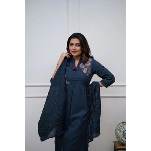 Fabnex Kurta Set For Women | Women Kurti Pant Set (K-147-Blue-2Xl)
