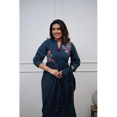 Fabnex Kurta Set For Women | Women Kurti Pant Set (K-147-Blue-2Xl)