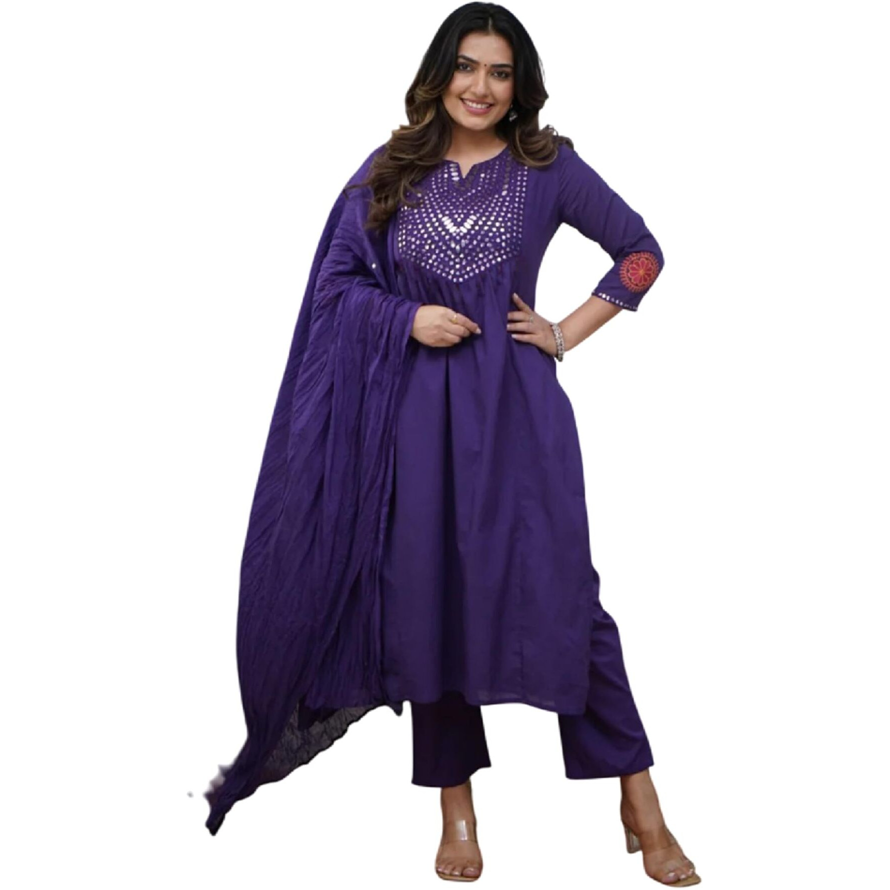 Fabnex Kurta Set For Women | Women Kurti Pant Set (K-157-Purple-M)