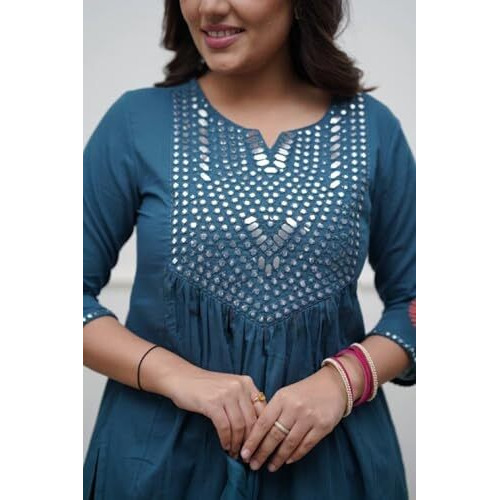 Fabnex Kurta Set For Women | Women Kurti Pant Set (K-158-Dark Teal-S)