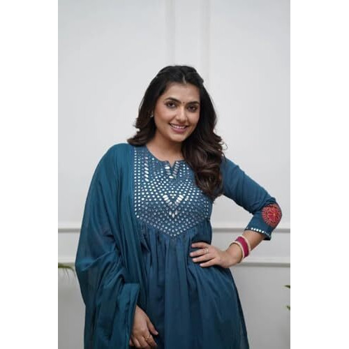 Fabnex Kurta Set For Women | Women Kurti Pant Set (K-158-Dark Teal-S)