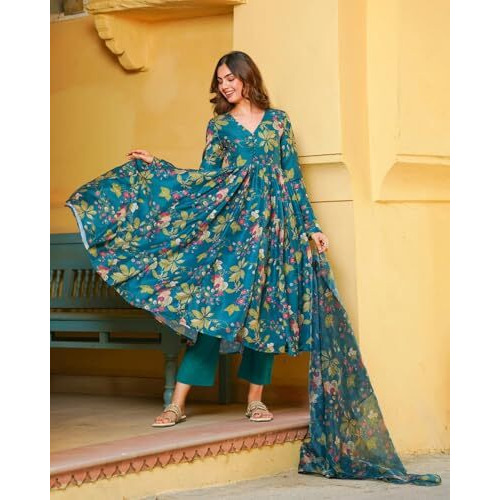 Fabnex Kurta Set For Women | Women Kurti Pant Set (K-135-Rama-Xl)