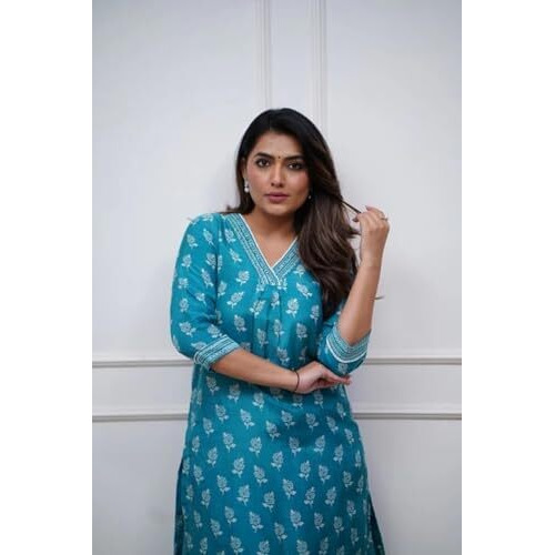 Fabnex Kurta Set For Women | Women Kurti Pant Set (K-155-Blue-2Xl)