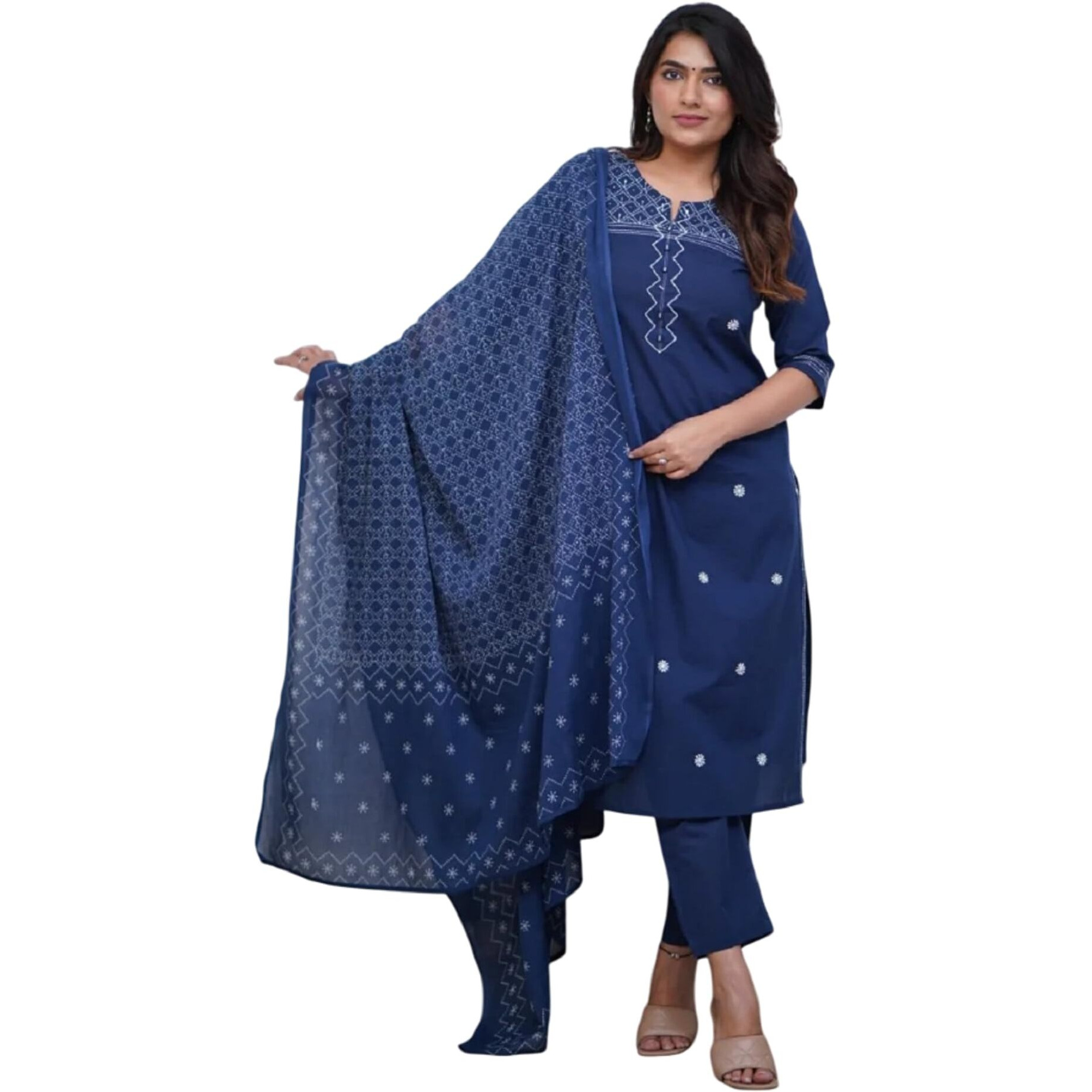 Fabnex Kurta Set For Women | Women Kurti Pant Set (K-149-Blue-2Xl)