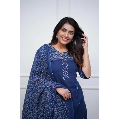 Fabnex Kurta Set For Women | Women Kurti Pant Set (K-149-Blue-2Xl)