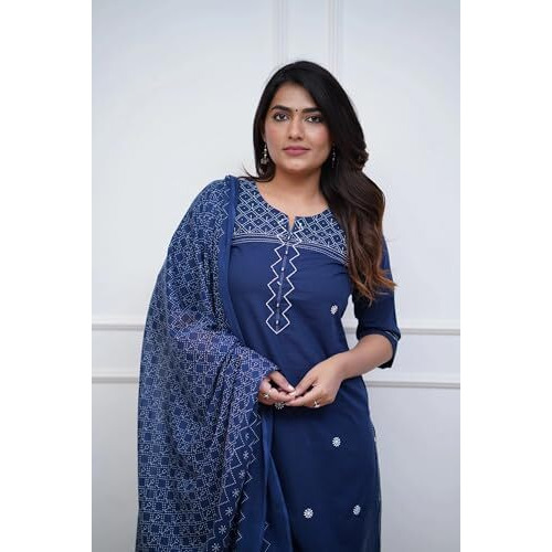 Fabnex Kurta Set For Women | Women Kurti Pant Set (K-149-Blue-2Xl)