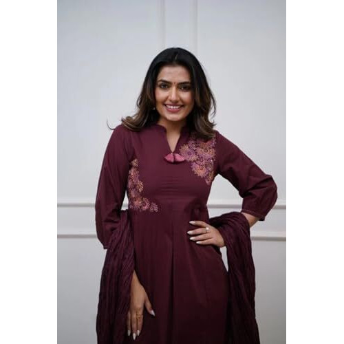 Fabnex Kurta Set For Women | Women Kurti Pant Set (K-146-Maroon-Xl)