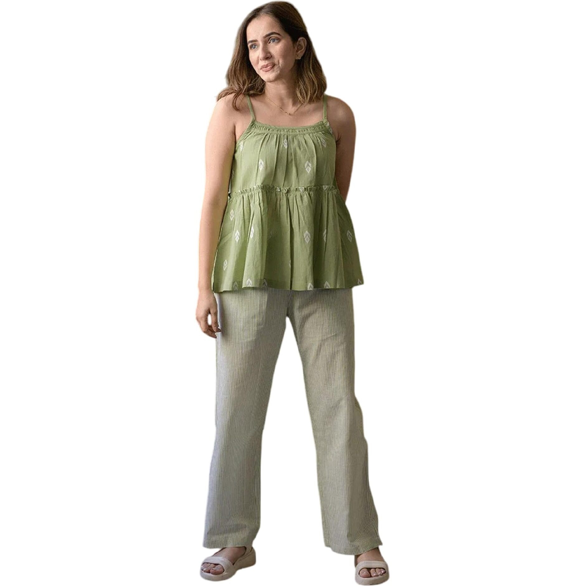 Fabnex Stylish Sleeve Less Co Ord Set For Women | Co Ord Set For Women (K-130-Green-M)