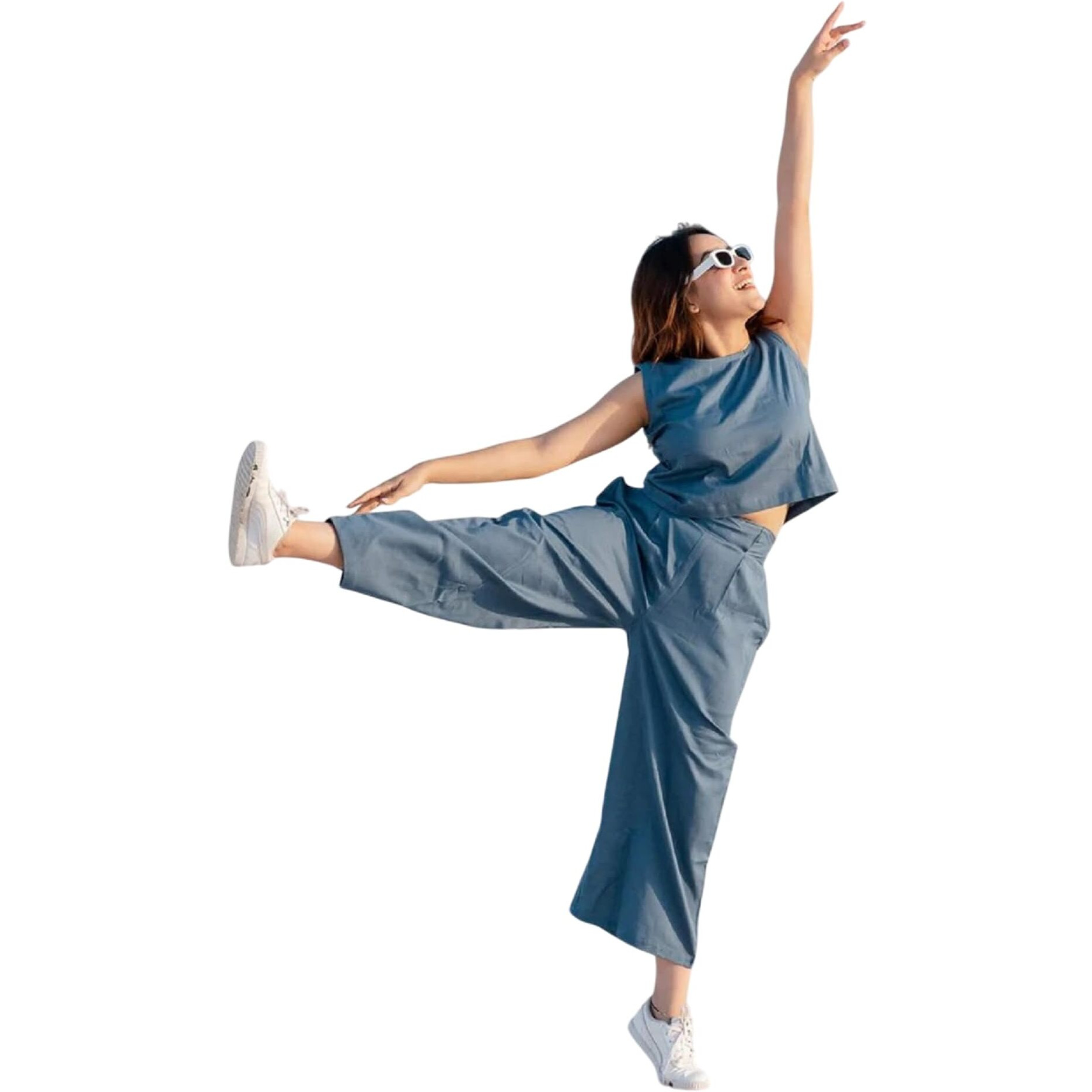 Fabnex Stylish Sleeve Less Co Ord Set For Women | Co Ord Set For Women (K-131-Blue-L)