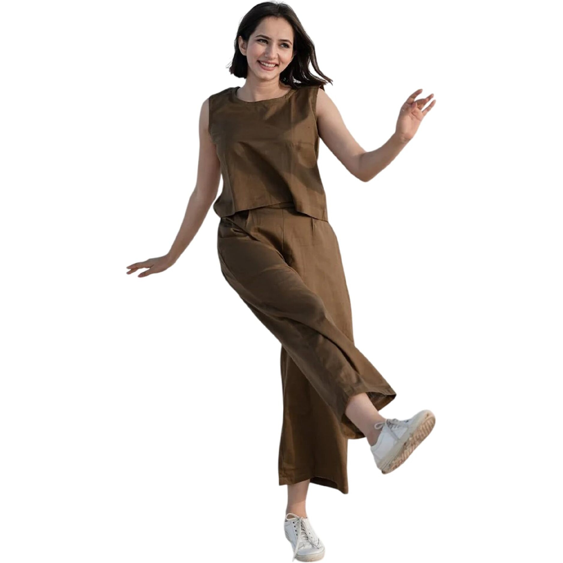 Fabnex Stylish Sleeve Less Co Ord Set For Women | Co Ord Set For Women (K-134-Brown-2Xl)