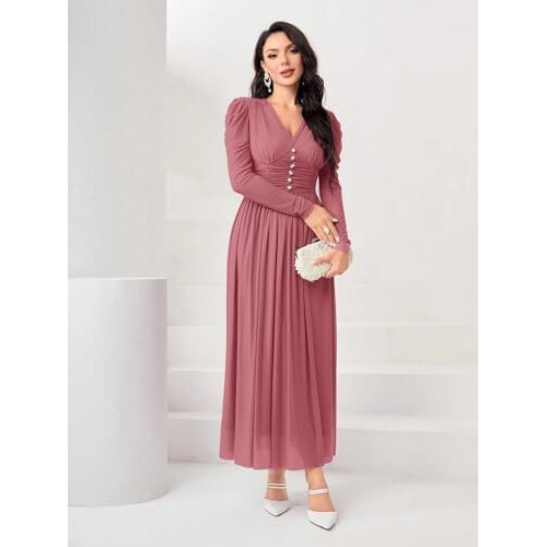Fabnex Stylish One Piece Long Maxi Dress For Women (K-177-Pink-S)