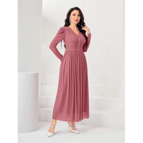 Fabnex Stylish One Piece Long Maxi Dress For Women (K-177-Pink-S)