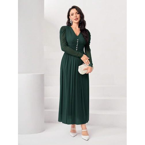 Fabnex Stylish One Piece Long Maxi Dress For Women (K-178-Green-M)