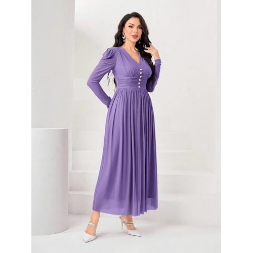 Fabnex Stylish One Piece Long Maxi Dress For Women (K-179-Purple-Xl)