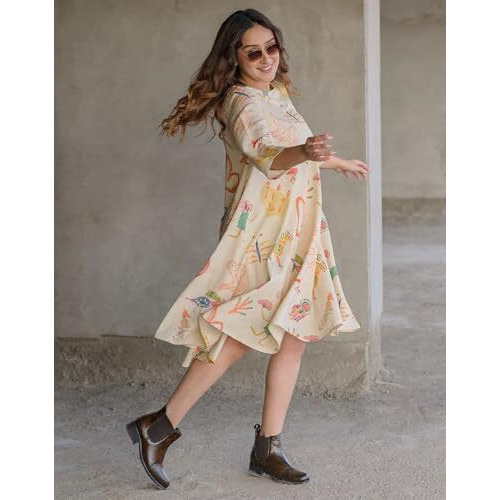 Fabnex Kurta For Women | One Piece Women Kurtis (K-128-Beige-S)