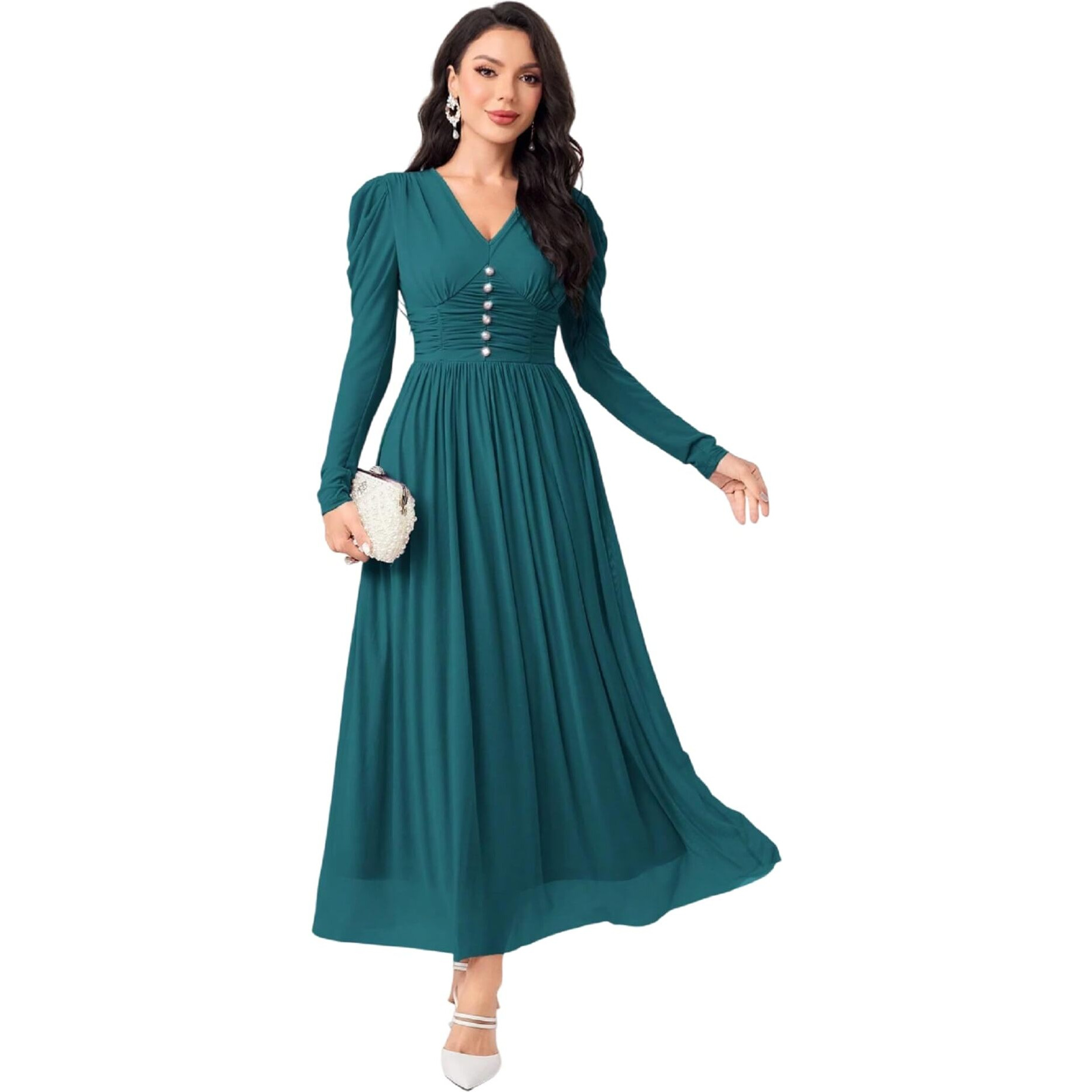 Fabnex Stylish One Piece Long Maxi Dress For Women (K-180-Teal-S)
