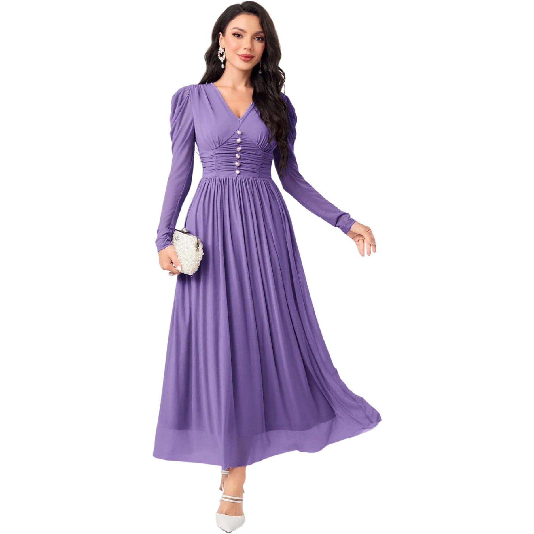 Fabnex Stylish One Piece Long Maxi Dress For Women (K-179-Purple-S)