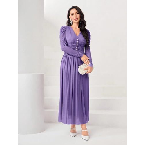 Fabnex Stylish One Piece Long Maxi Dress For Women (K-179-Purple-S)