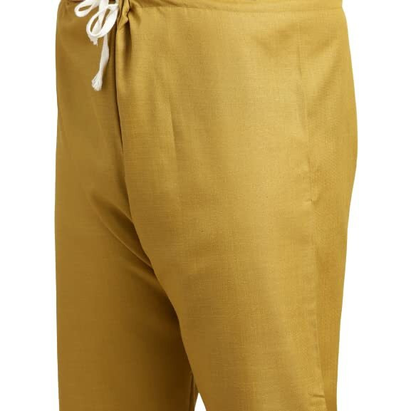 Sojanya Plus (Since 1958) Men's Cotton Blend Mustard Pathani Kurta Salwar Set Size-6Xl