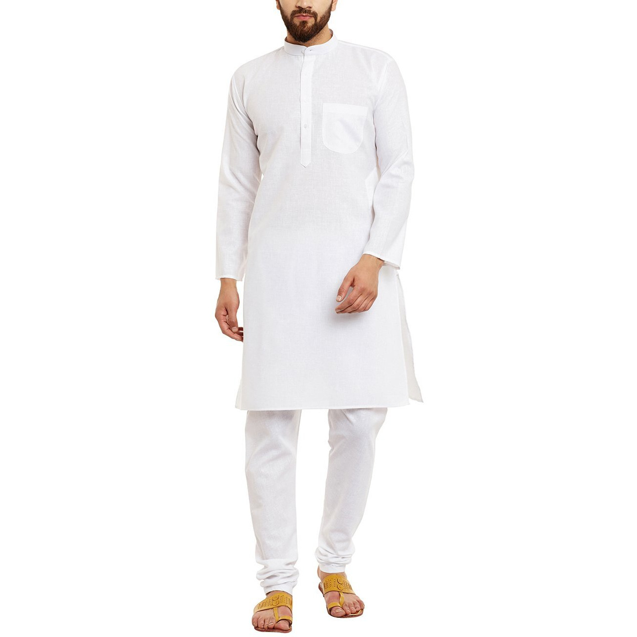 Sojanya (Since 1958 Men's White Cotton Linen Kurta Pyjama