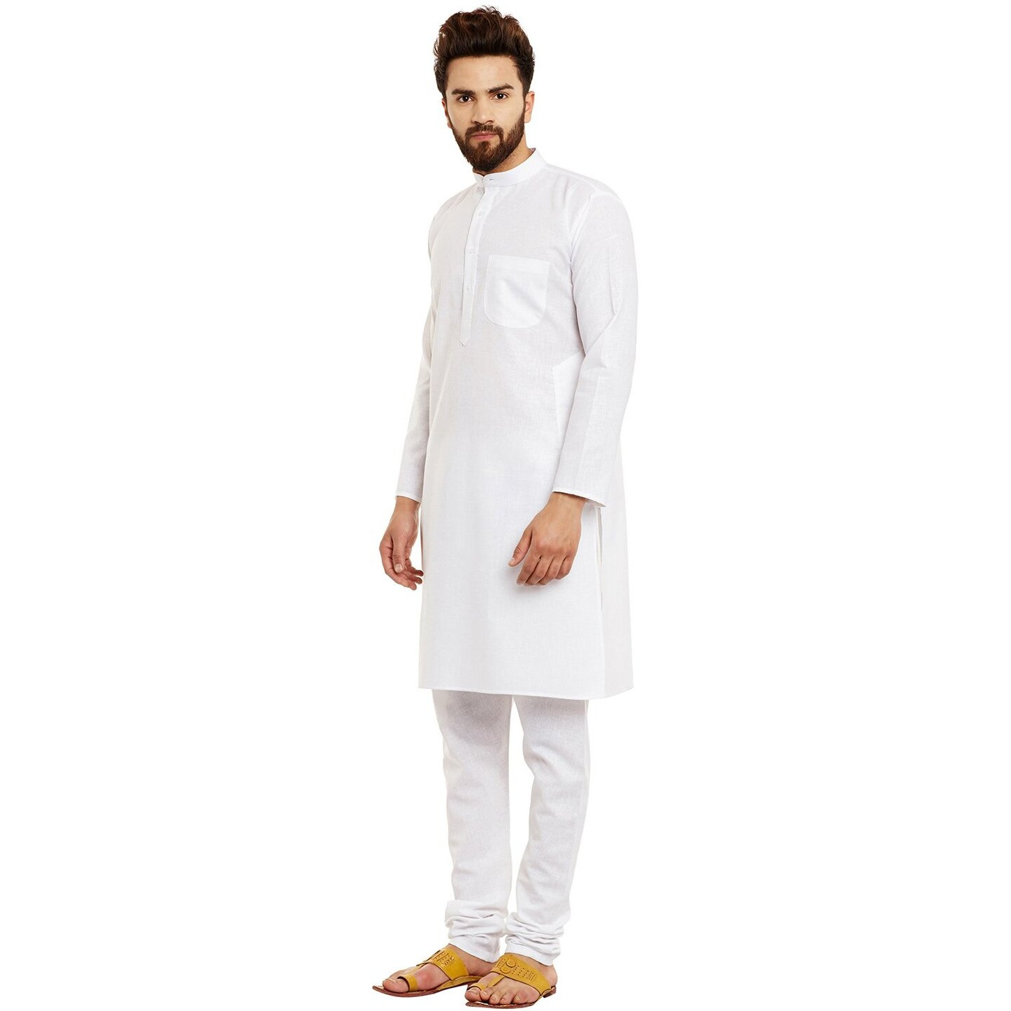 Sojanya (Since 1958 Men's White Cotton Linen Kurta Pyjama