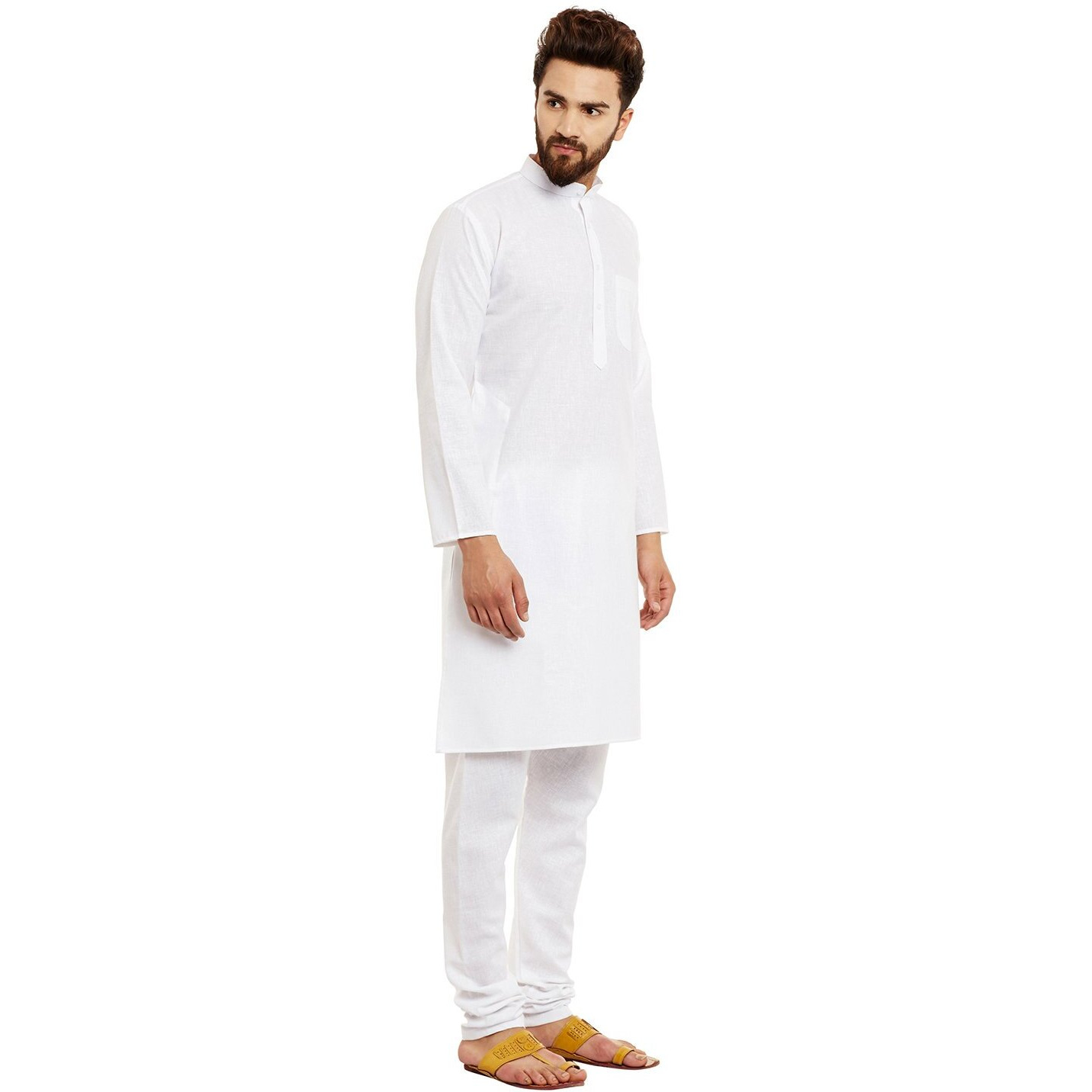 Sojanya (Since 1958 Men's White Cotton Linen Kurta Pyjama