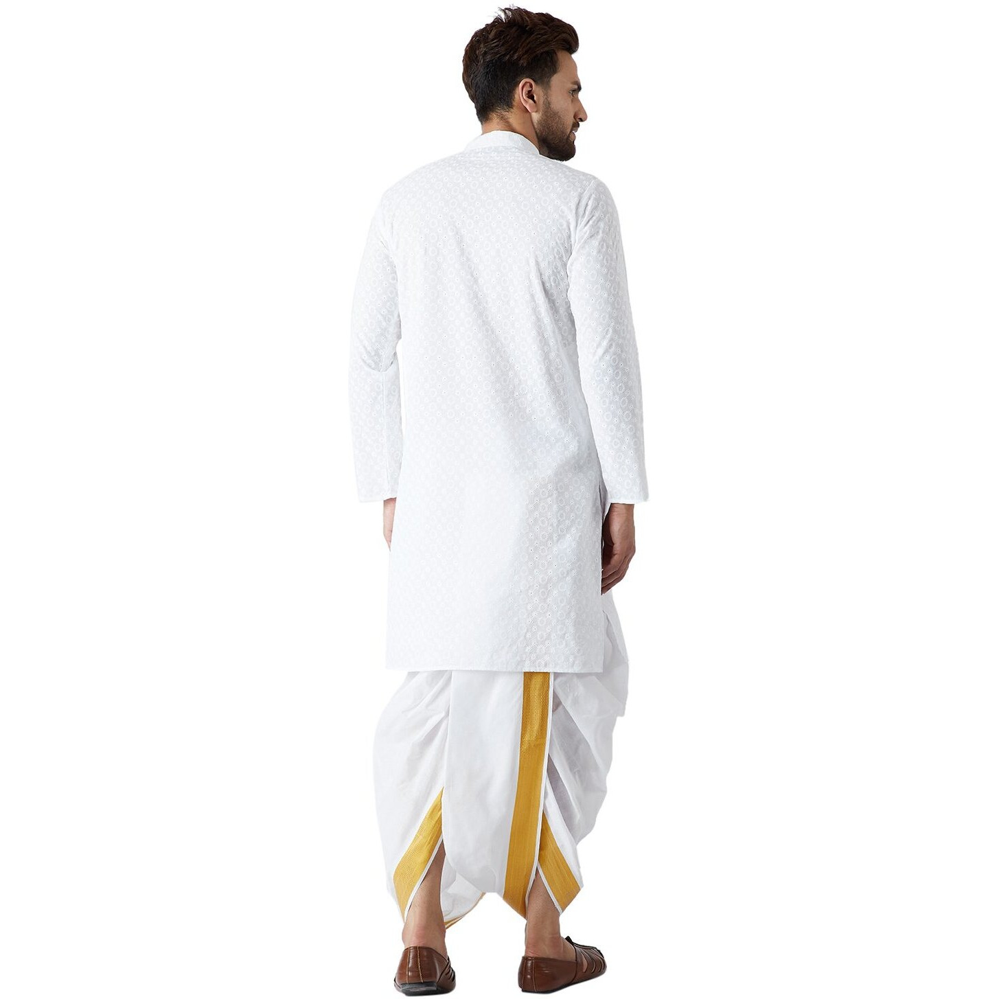 Sojanya (Since 1958, Men's White Pure Cotton Kurta Dhoti Set, Size Xl