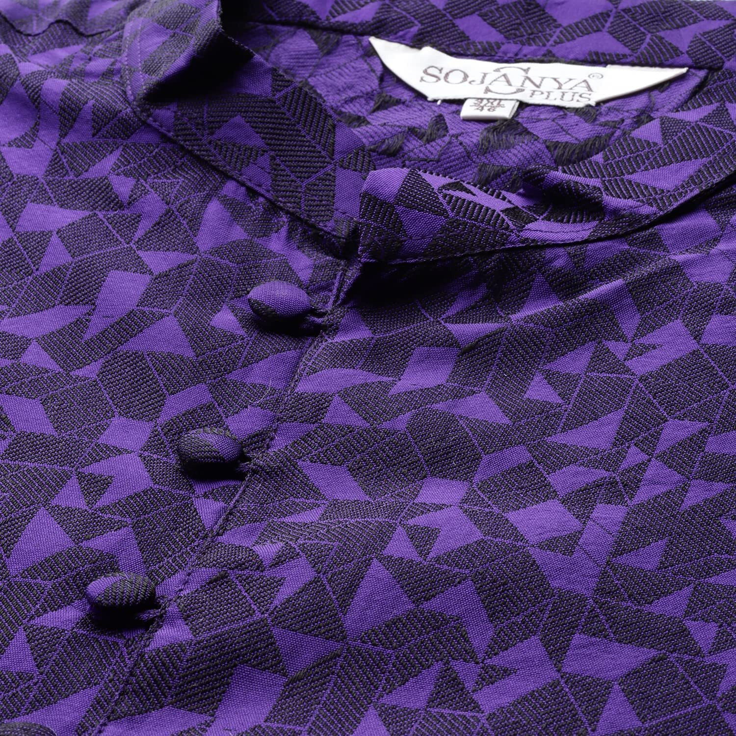 Sojanya Plus (Since 1958) Men's Silk Blend Purple Self Design Only Long Kurta Size 54