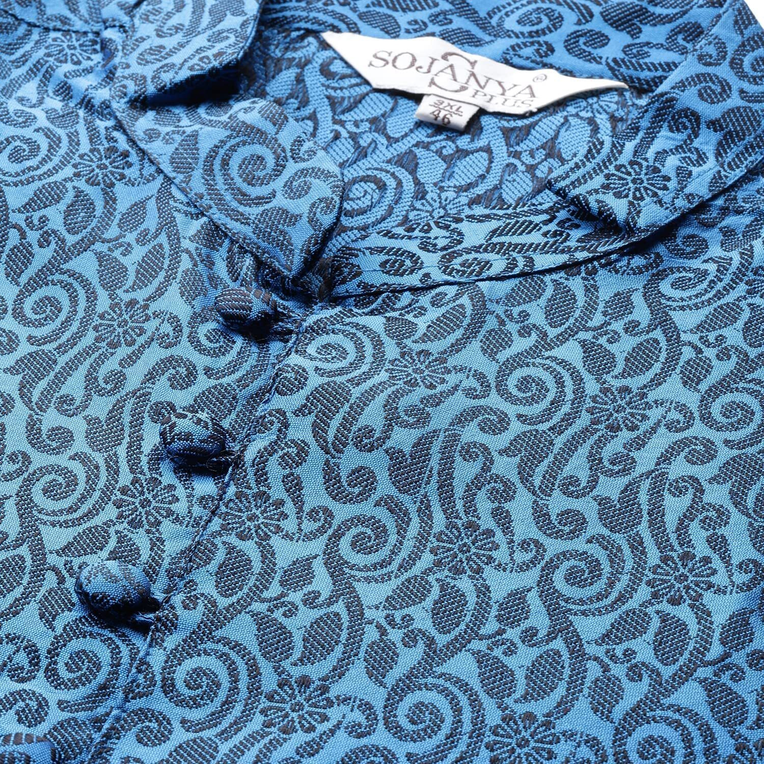 Sojanya Plus (Since 1958) Men's Silk Blend Blue Self Design Only Long Kurta Size 46