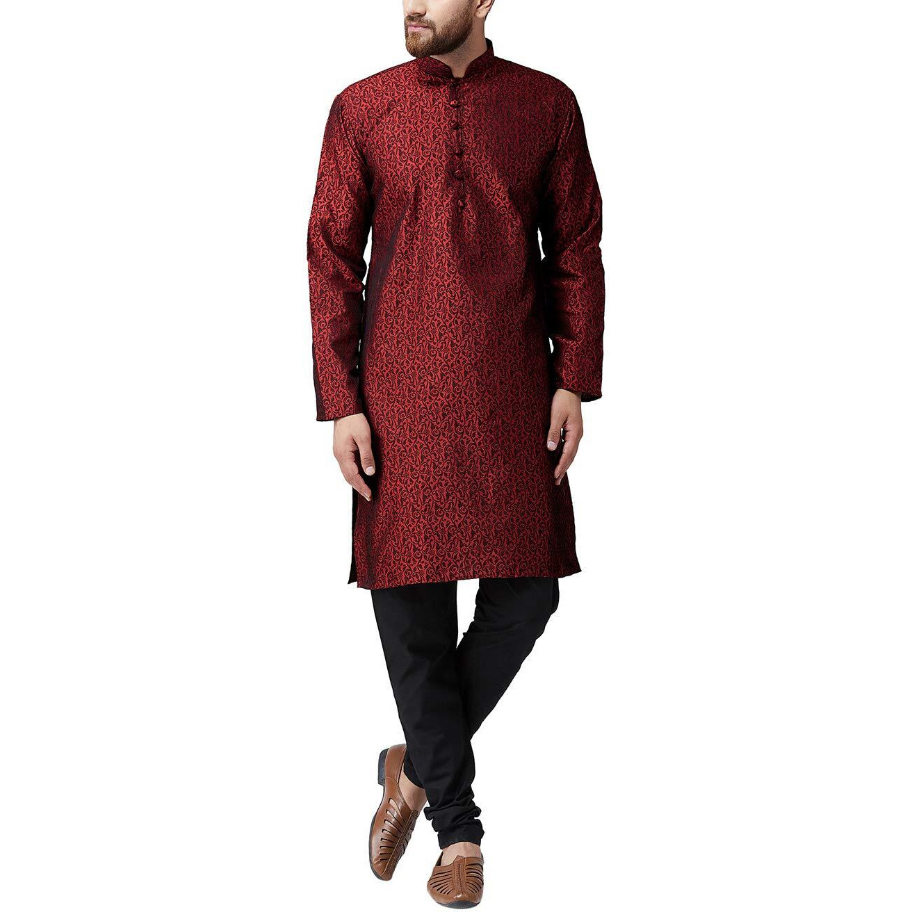 Sojanya (Since 1958 Mens Silk Blend Maroon Only Long Kurta Size Xxl