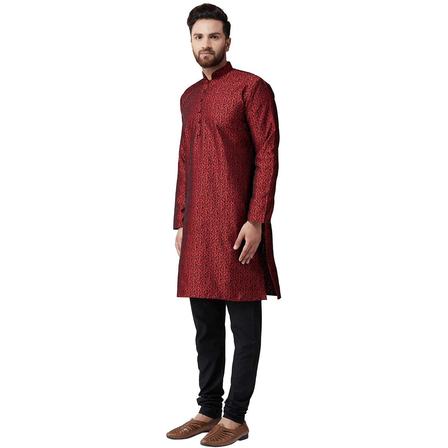 Sojanya (Since 1958 Mens Silk Blend Maroon Only Long Kurta Size Xxl
