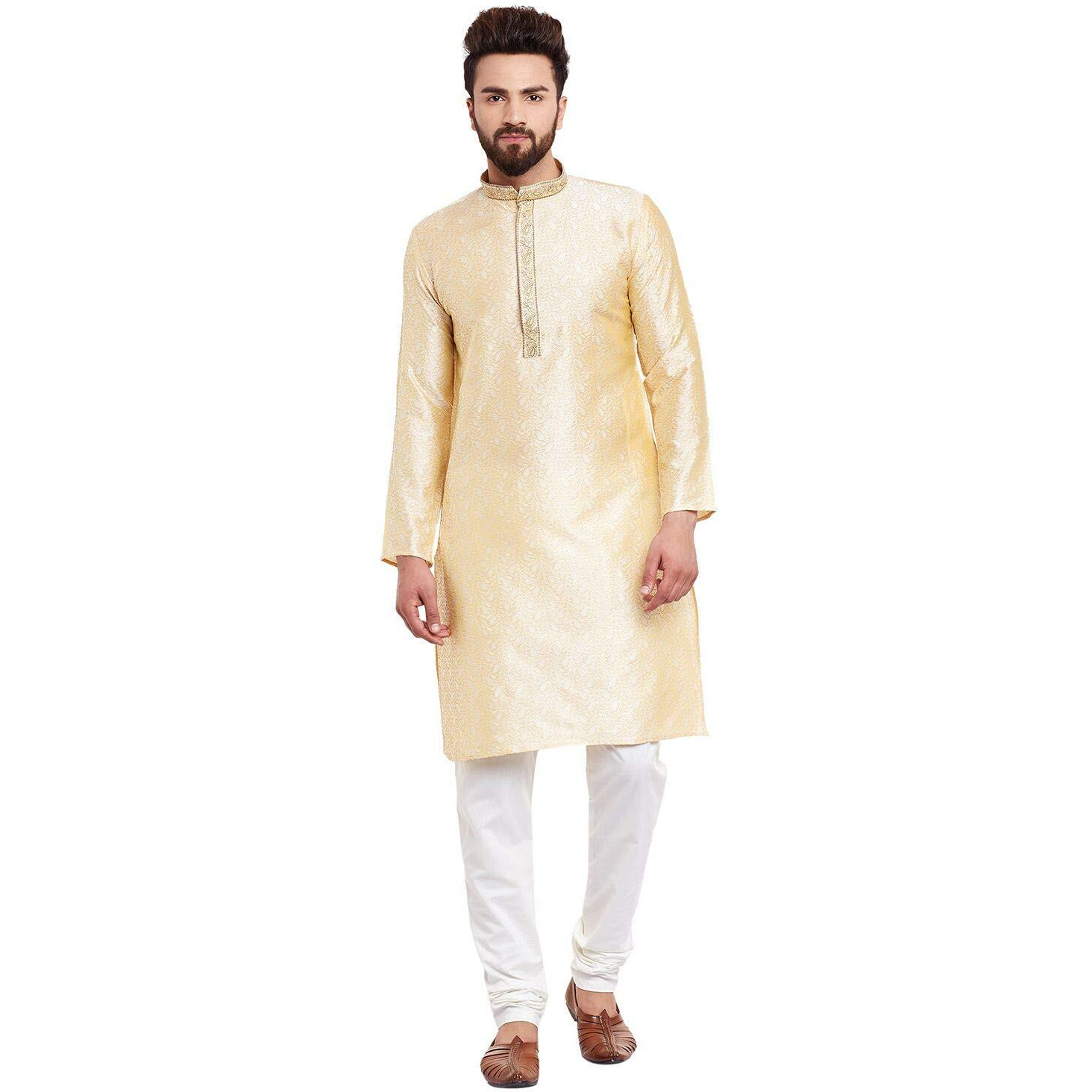 Sojanya (Since 1958 Men's Jacquard Silk Kurta & Churidaar Pyjama