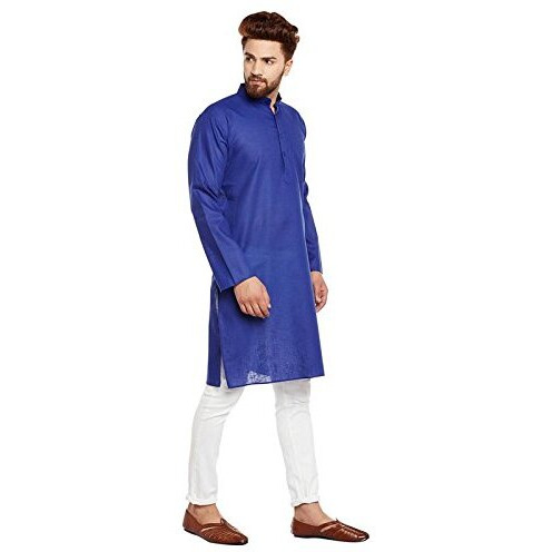 Sojanya (Since 1958 Men's Royal Blue Cotton Linen Only Long Kurta