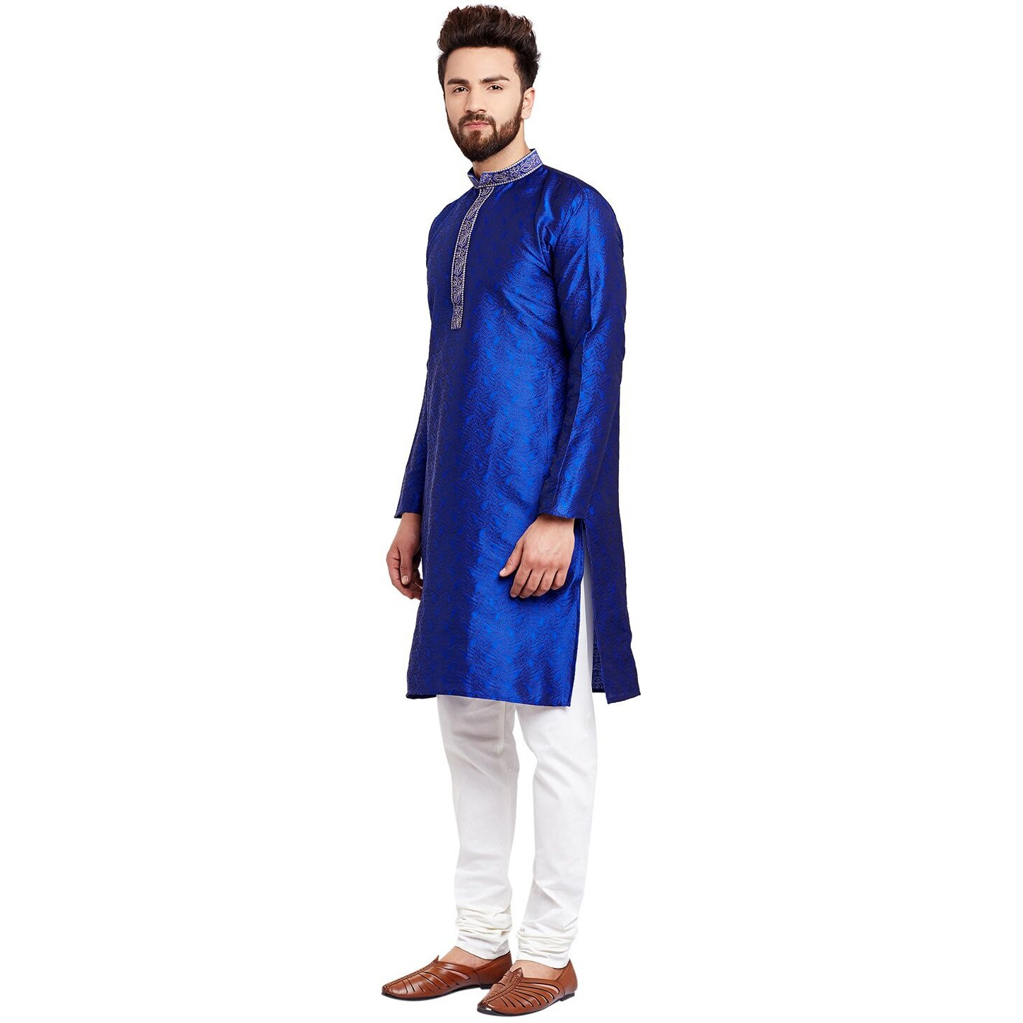 Sojanya (Since 1958 Men's Jacquard Silk Kurta & Churidaar Pyjama