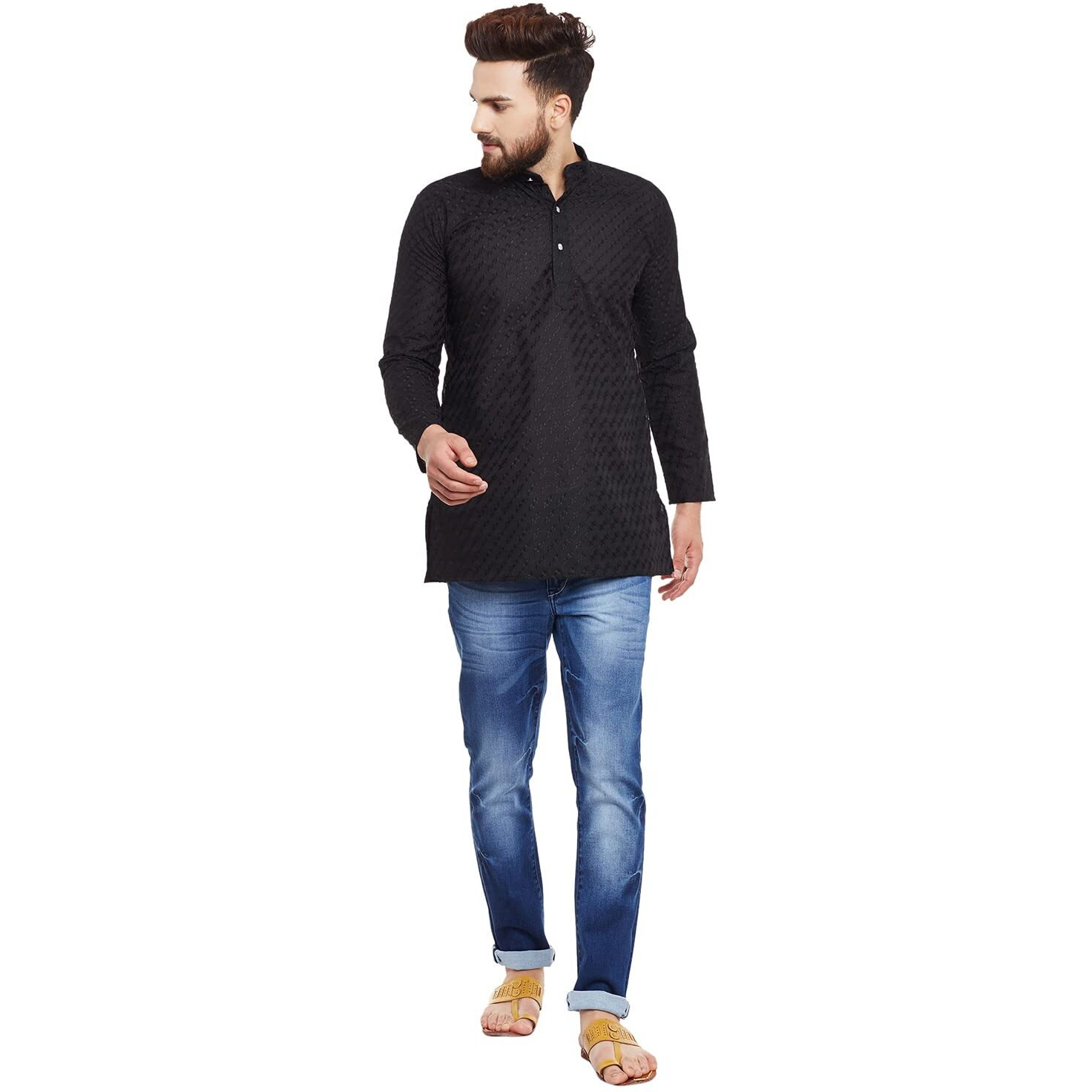 Sojanya (Since 1958 Men's Pure Chicken Cotton Short Kurta
